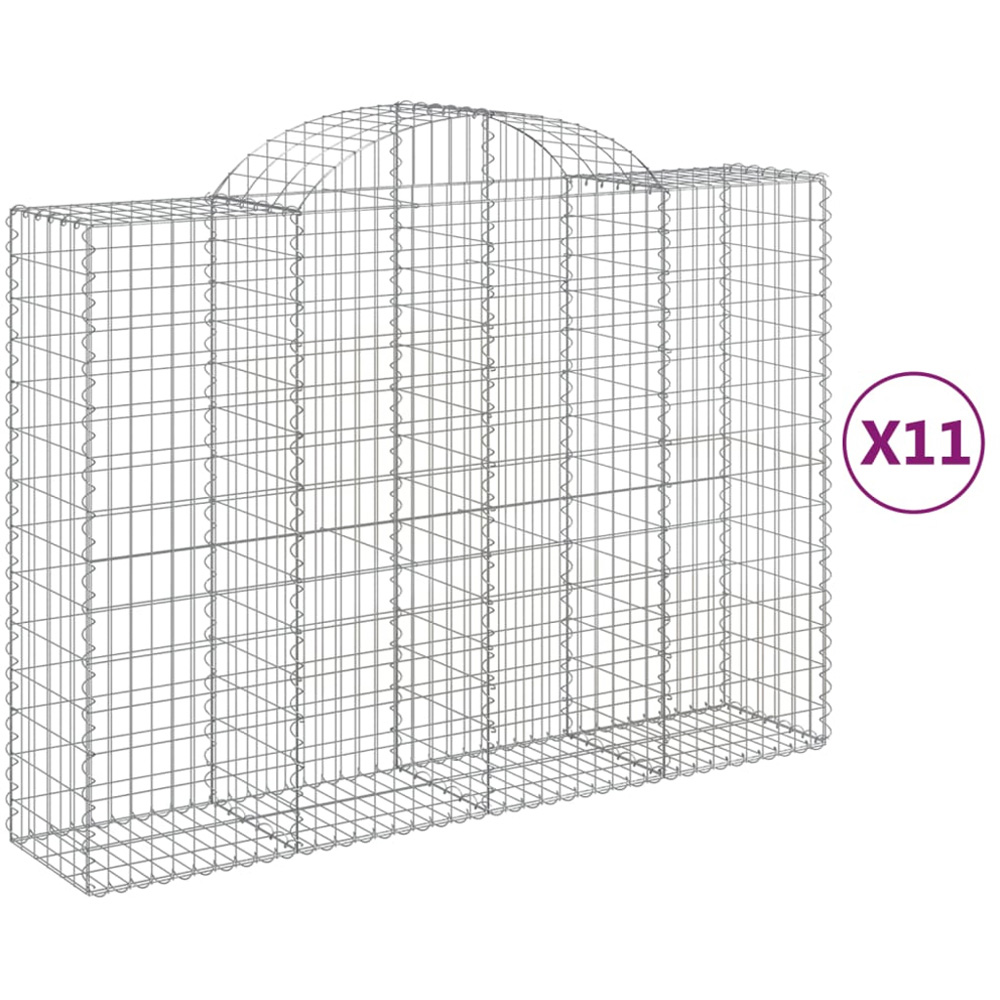 vidaXL Silver Galvanised Iron Arched Gabion Basket 200 x 50 x 140/160cm 11 Pack Image 4