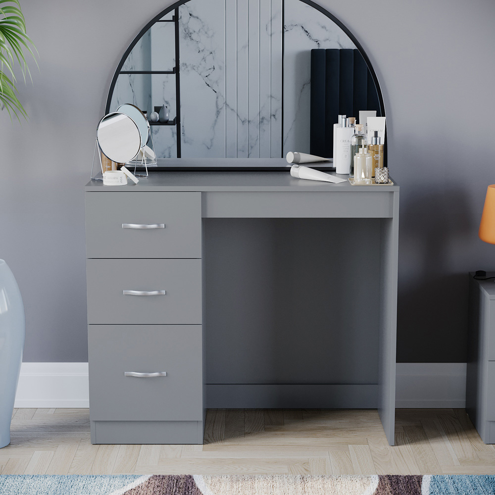 VIDA DESIGNS Riano 3 Drawer Grey Dressing Table Image 7