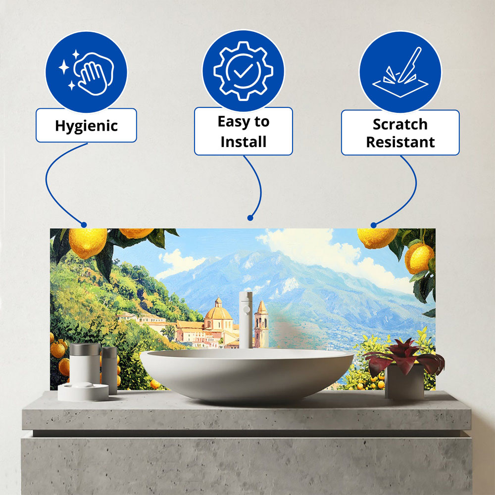 Warren Reed Designer Walking Through Lemons in Sorrento Bathroom Splashback 25 x 60cm Image 3