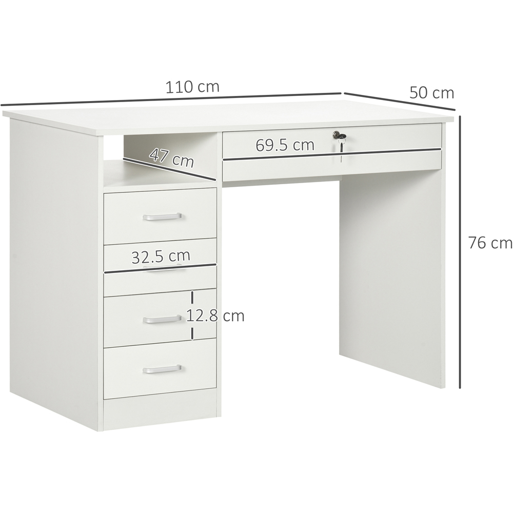 Portland 5 Drawer Computer Desk White Image 7