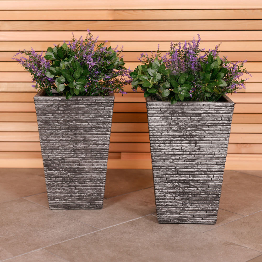 Charles Bentley Slate Tall Pewter Planters 2 Pack Image 2