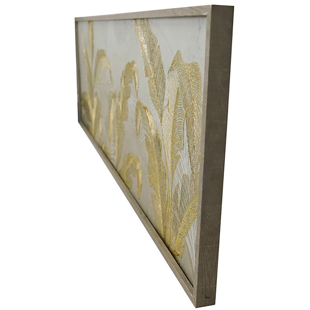 Embellished Gold Leaves Framed Print - Grey Image 3