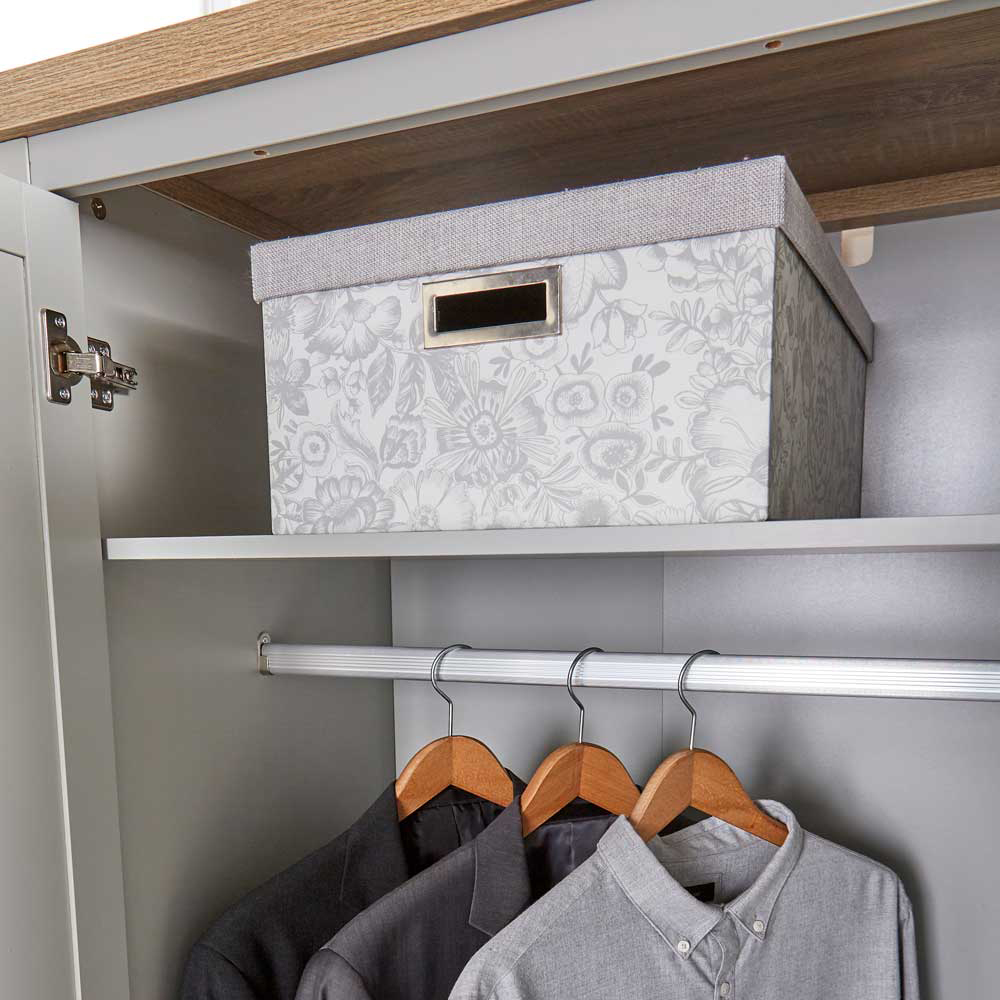 Home Source Avon 3 Door Light Grey with Oak Top Wardrobe Image 3