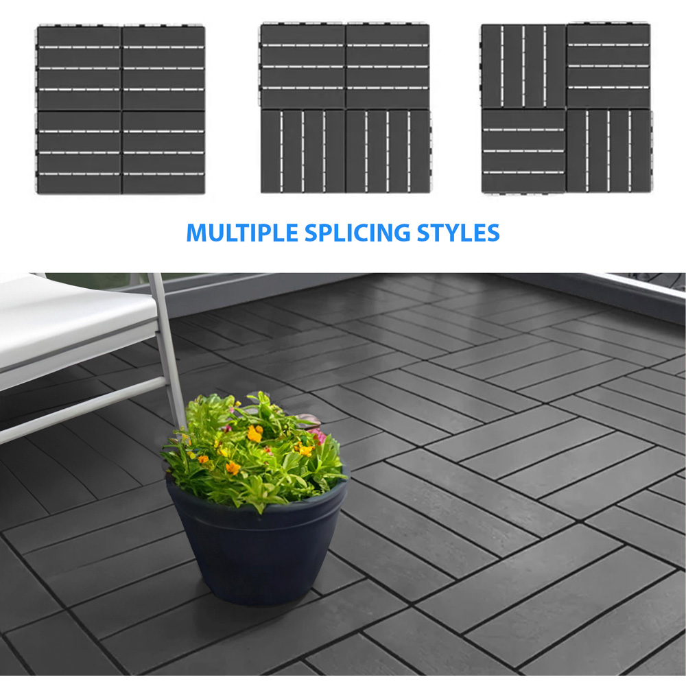 Oseasons Polydeck Black Woodgrain Effect Decking Tiles 30 x 30cm 12 Pack Image 5