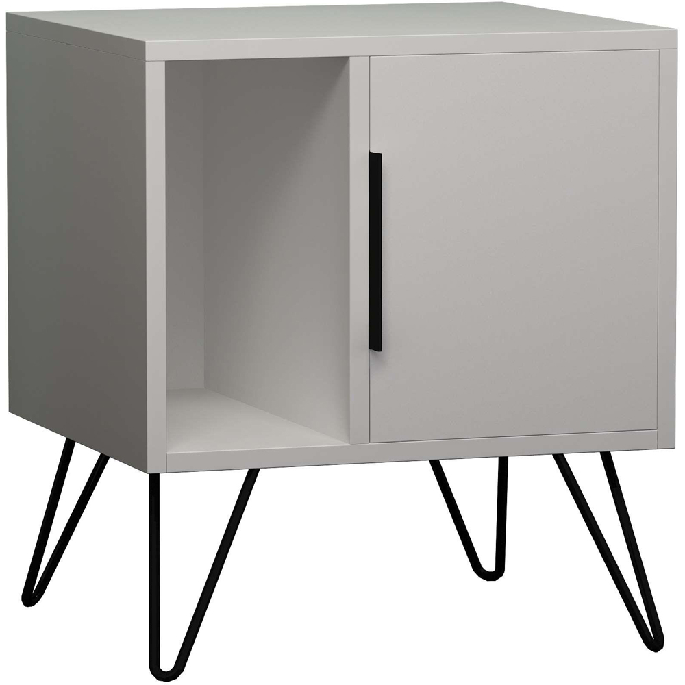 Decortie Glynn Single Door Single Shelf White Modern Bedside Table Image 2