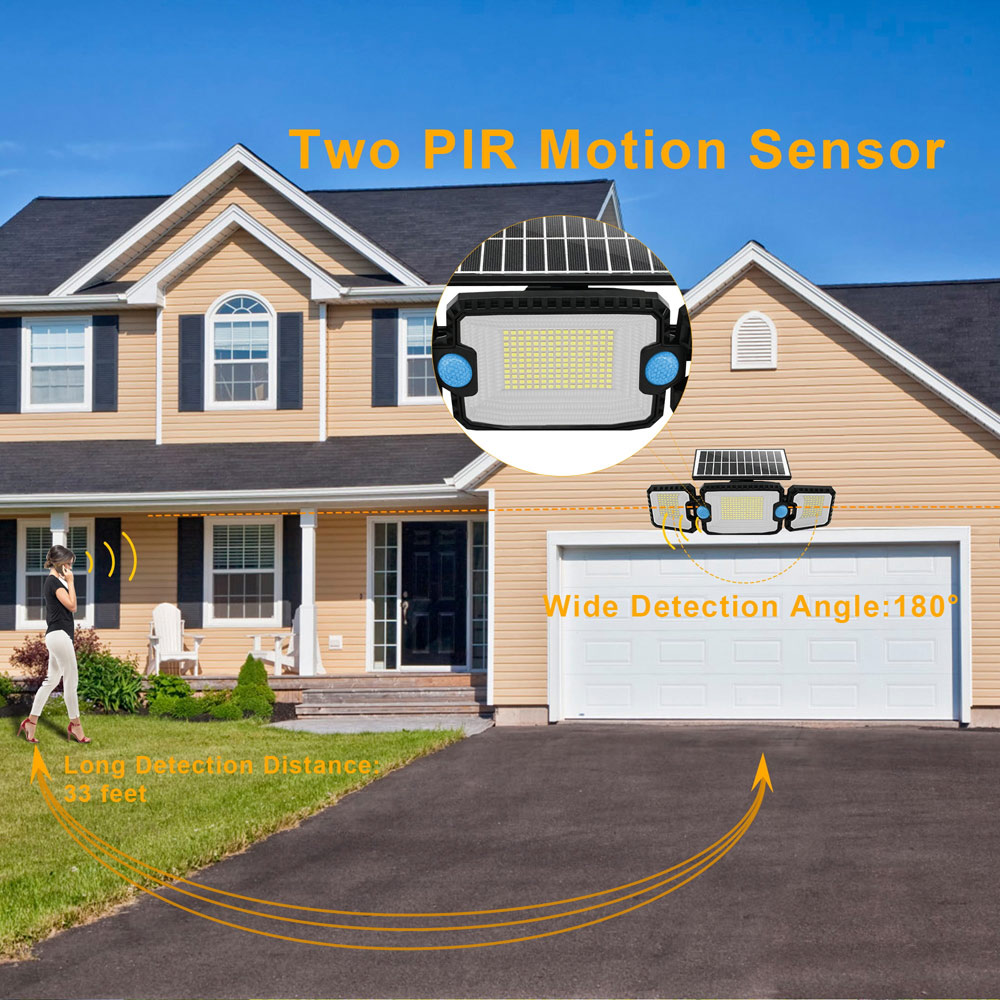 Callow Solar LED Triple Security Floodlight with Double PIR Sensor Black Image 6