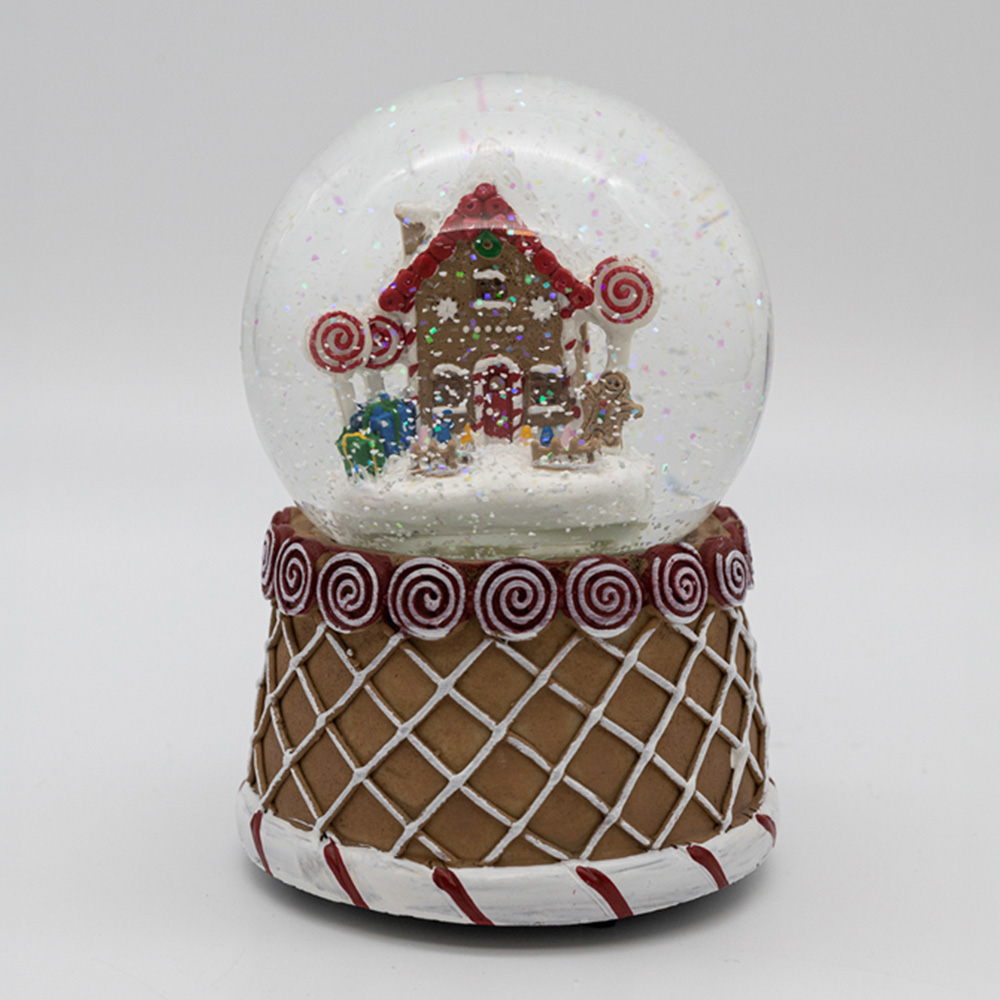 Marco Paul LED Gingerbread House Musical Snow Globe 10cm Image 2