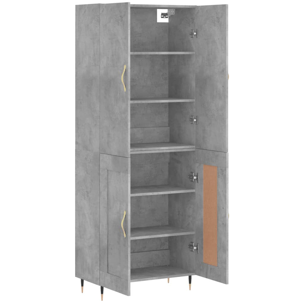 vidaXL 4 Door Concrete Grey Highboard with Gold Handle Image 3