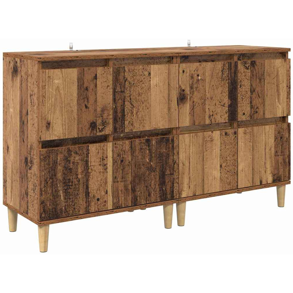vidaXL 4 Door Old Wood Sideboard with Wooden Legs Set of 2 Image 5