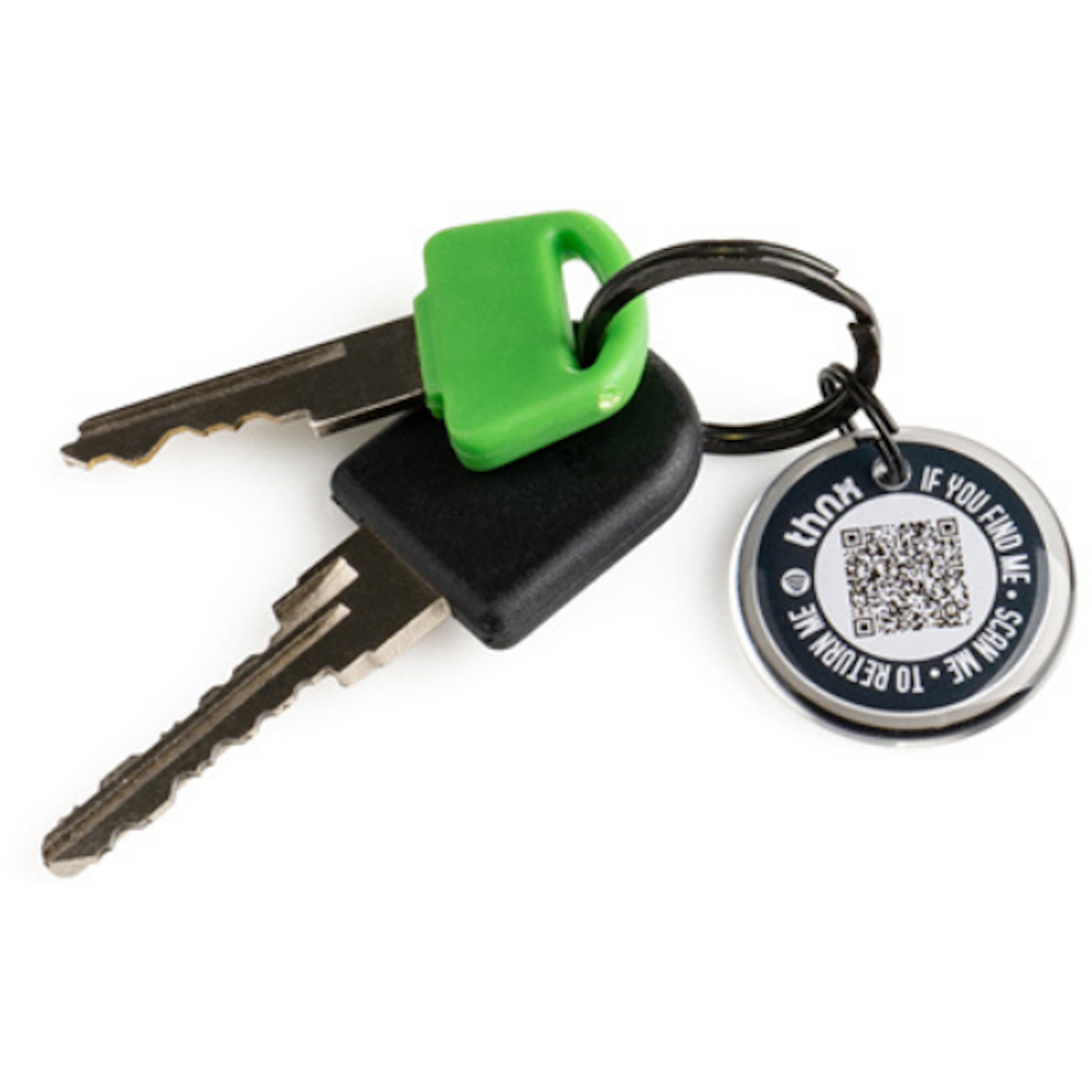 Thnx Black Small Airtag Keychain with QR Code Image 3