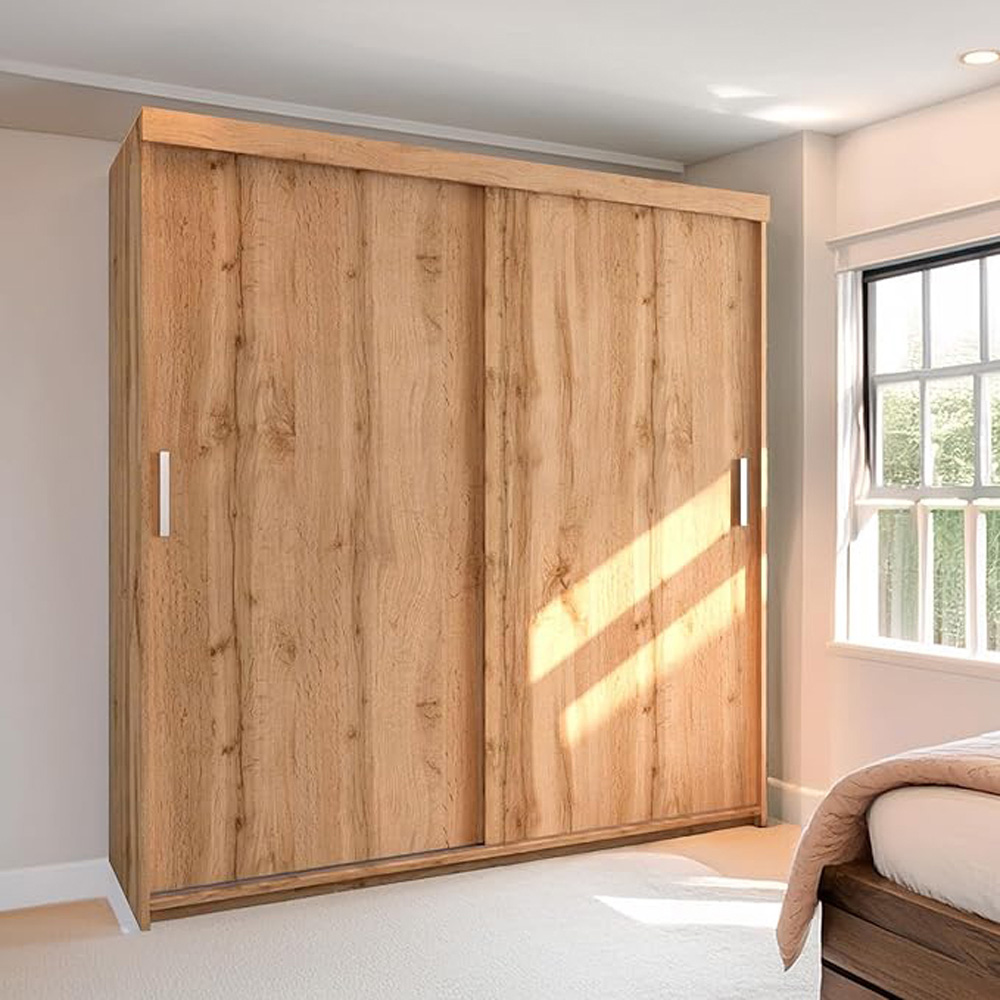 Sliding Wardrobes 4U 2 Sliding Door Oak Votan Modern Wardrobe 203cm Image 3