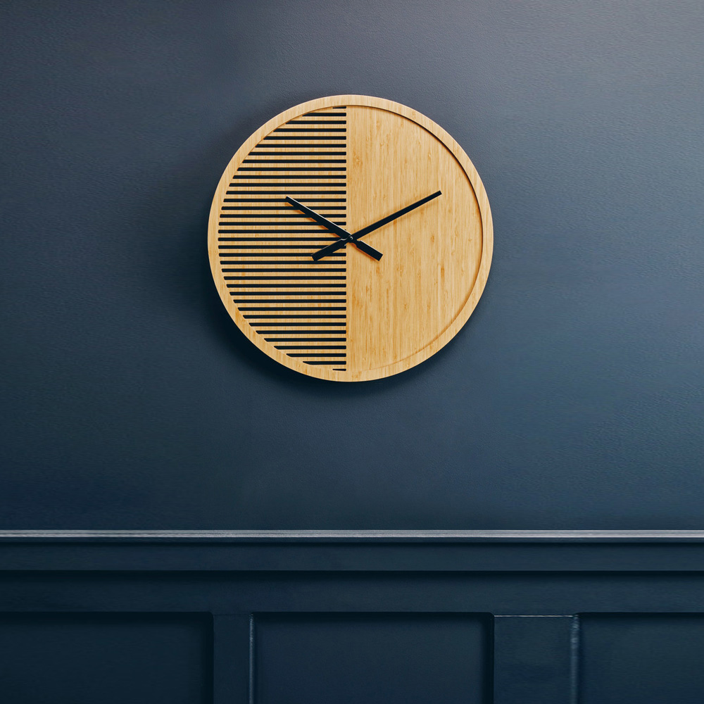 Premier Housewares Vitus Wooden Large Round Wall Clock 60cm Image 2