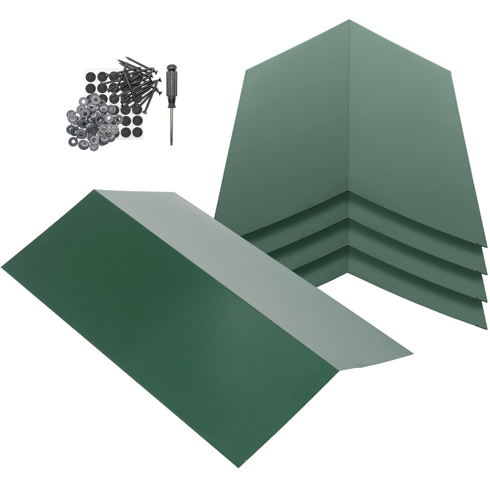 Harbour Housewares Green Galvanised Steel Roofing Ridge Cap 30 x 60cm 5 Pack Image 3