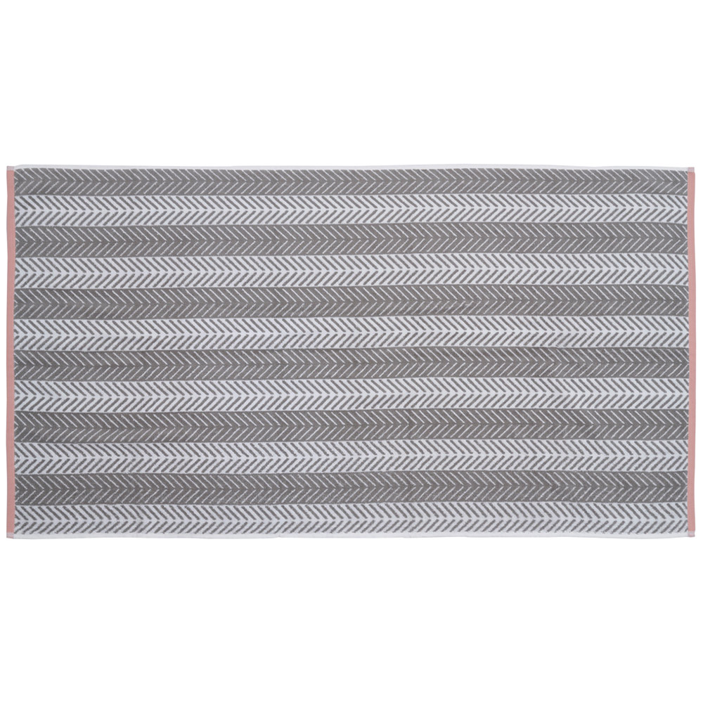 Wilko Grey and Pink Chevron Bath Towel Wilko