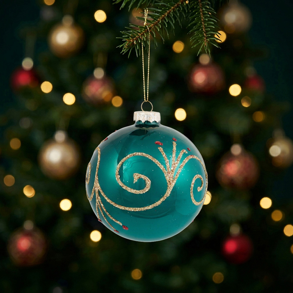 Shiny Emerald Christmas Bauble Image 2