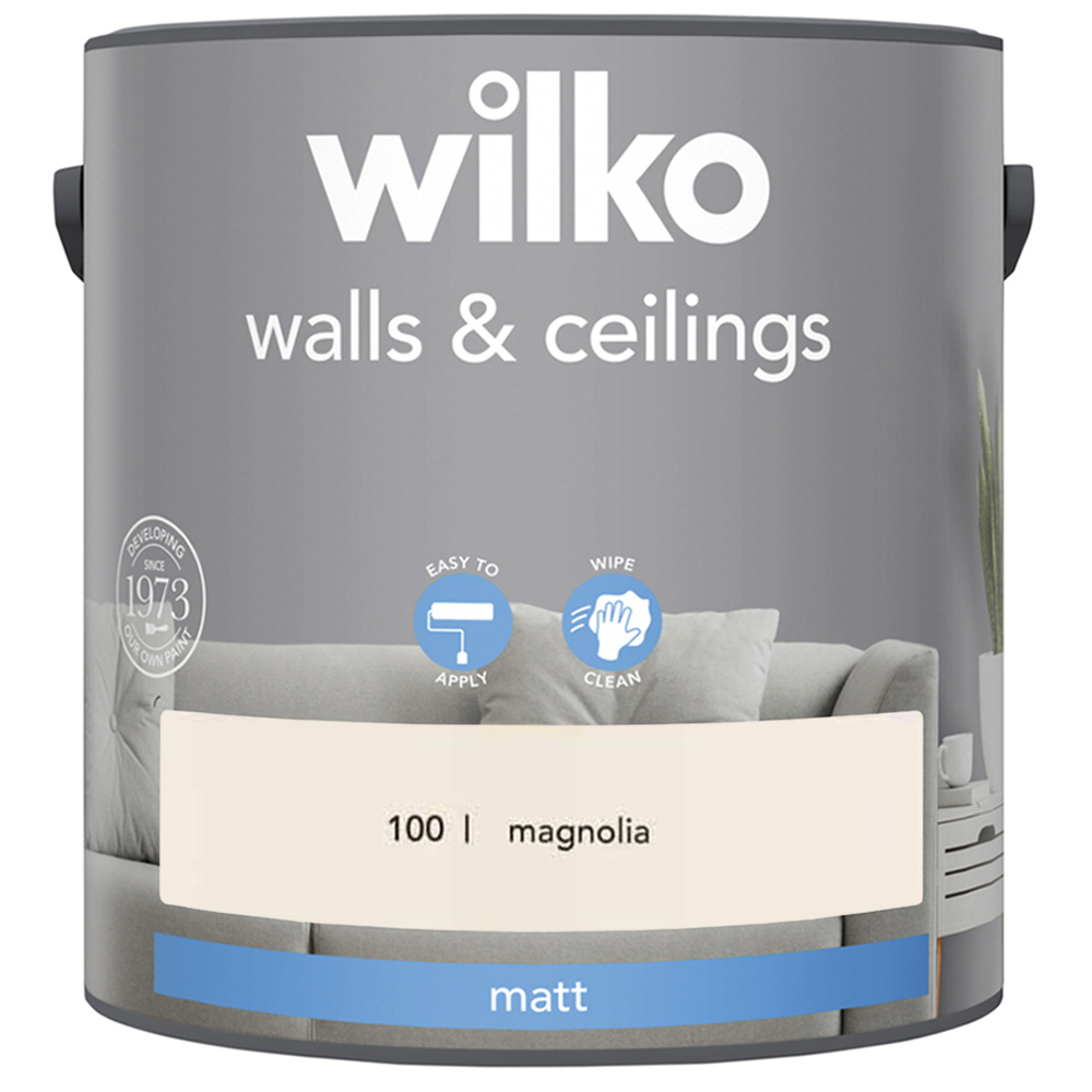 Wilko Walls & Ceilings Magnolia Matt Emulsion Paint 2.5L Image 2