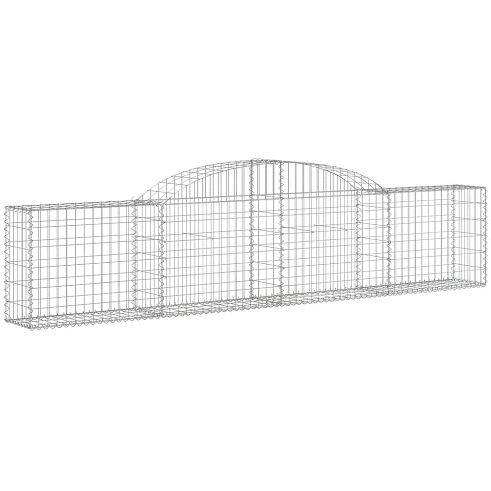 vidaXL Silver Galvanised Iron Arched Gabion Basket 300 x 30 x 60/80cm 9 Pack Image 1