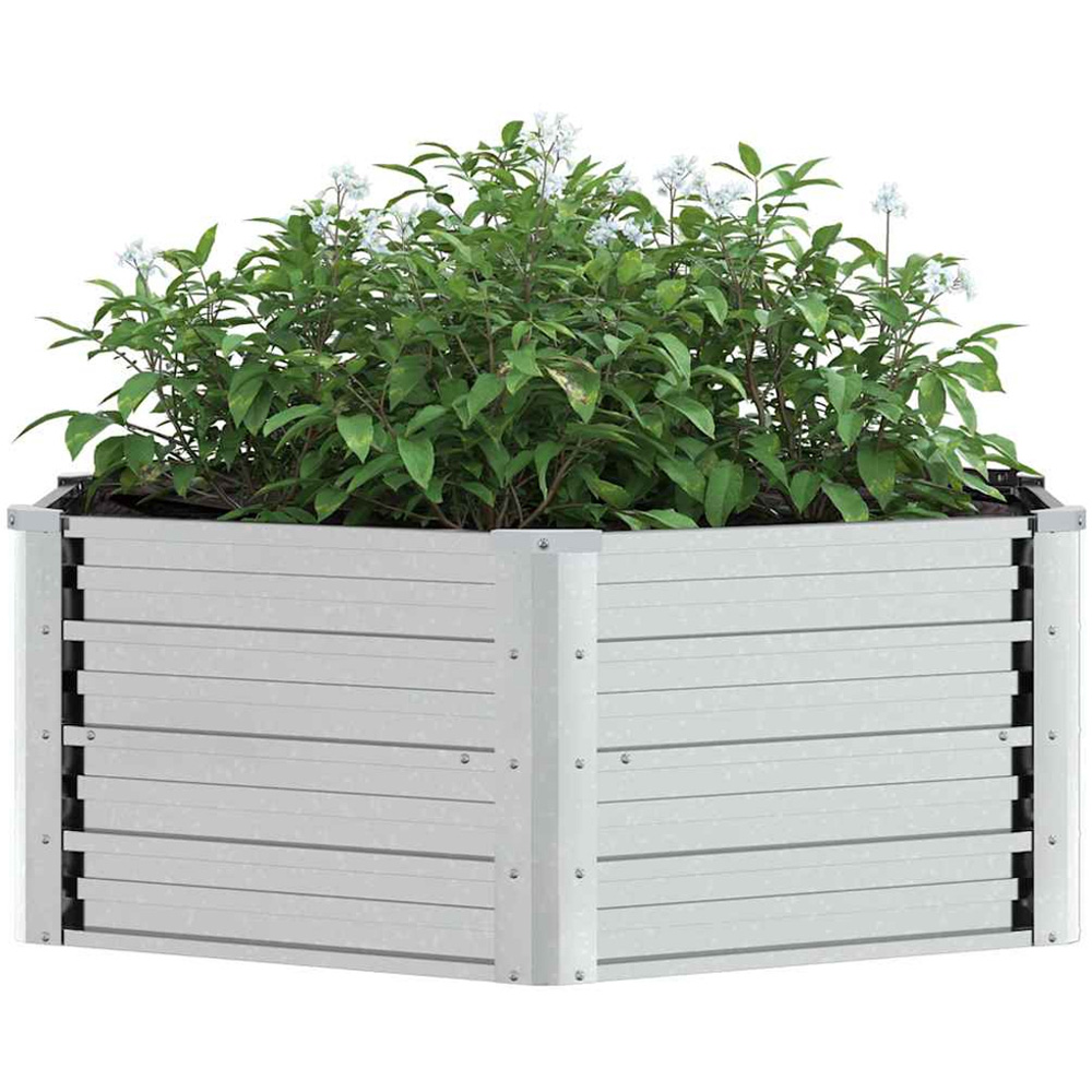 vidaXL Silver Galvanised Steel Square Raised Garden Bed 129 x 129 x 45cm Image 4