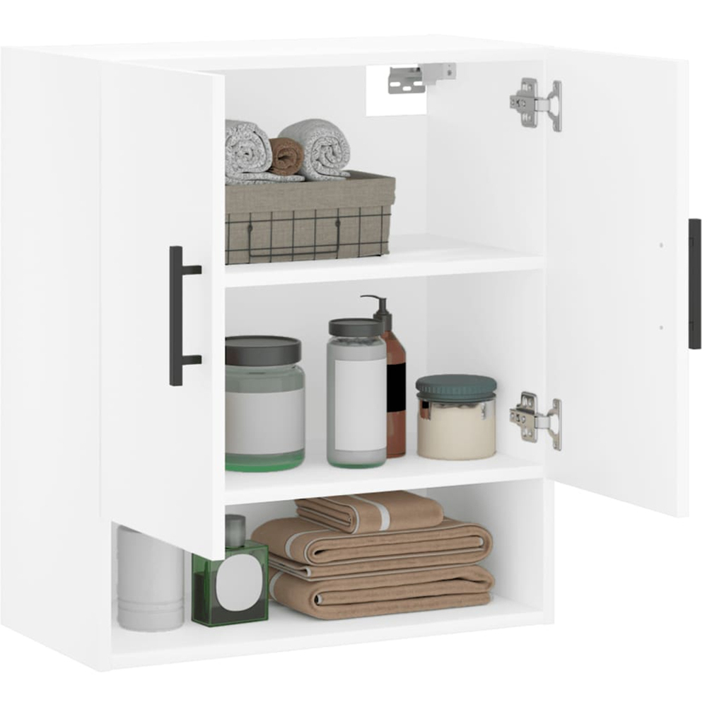 vidaXL 2 Door Single Shelf White Wall Cabinet Image 4