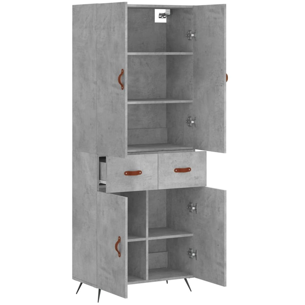 vidaXL 4 Door 2 Drawer Concrete Grey Highboard Image 4