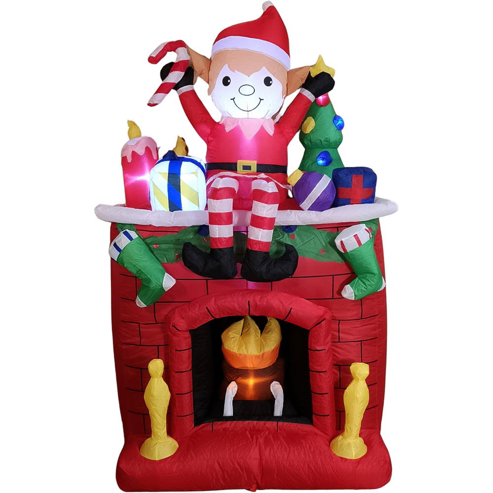 Premier Christmas Inflatable Fireplace with Elf and Presents Christmas Decoration 6.5 Image 2