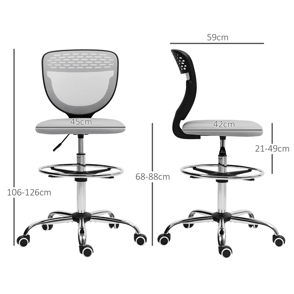 Portland Light Grey Draughtsman Office Chair with Wheels Image 9