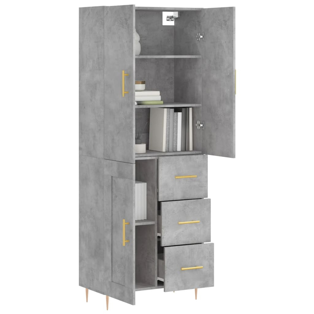 vidaXL 3 Door 3 Drawer Concrete Grey Highboard Image 3