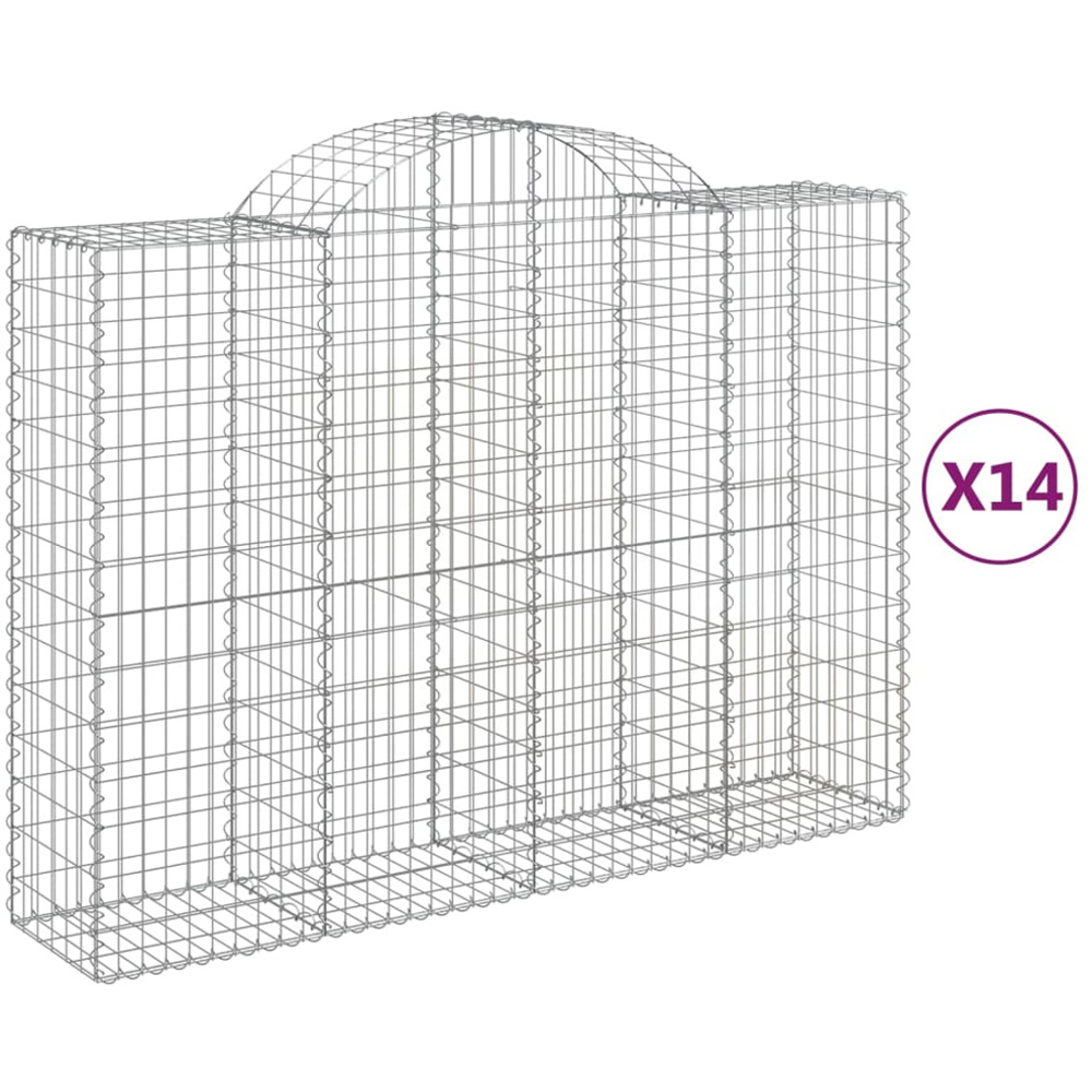 vidaXL Silver Galvanised Iron Arched Gabion Basket 200 x 50 x 140/160cm 14 Pack Image 2