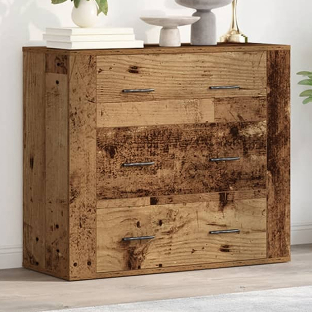 vidaXL 3 Drawer Old Wood Sideboard Image 1