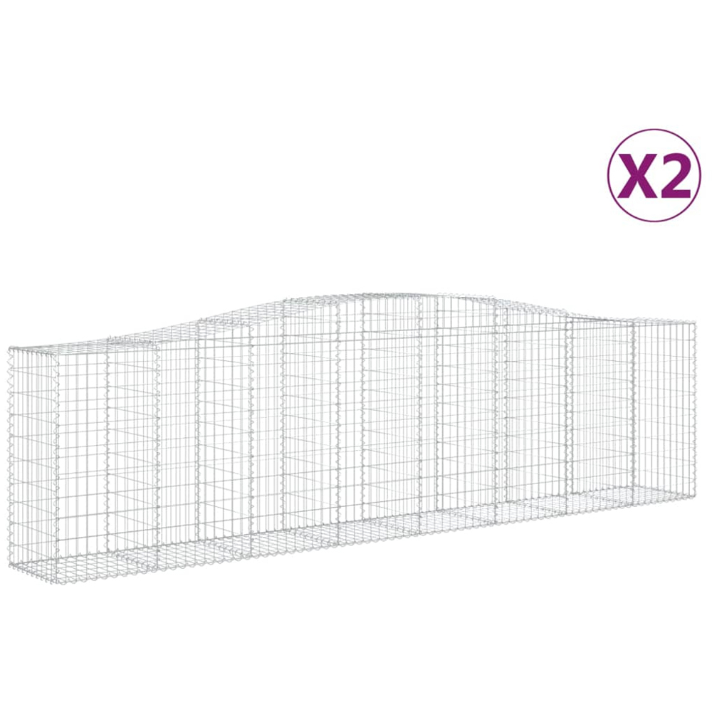 vidaXL Silver Galvanised Iron Gabion Basket 400 x 50 x 100/120cm 2 Pack Image 4