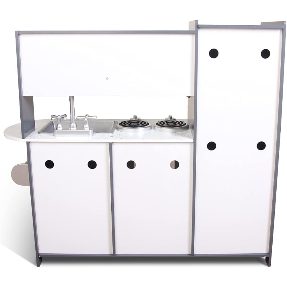 Kids Grey Wooden Pretend Kitchen Play Set Image 4