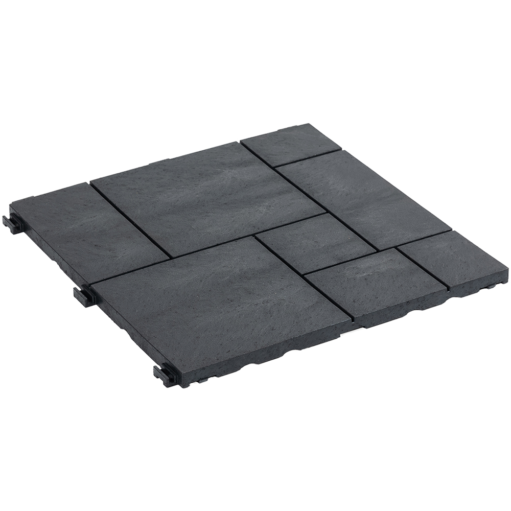 Nicoman Graphite Grey Mosaic Garden Interlocking Decking Tile 30cm 10 Pack Image 3