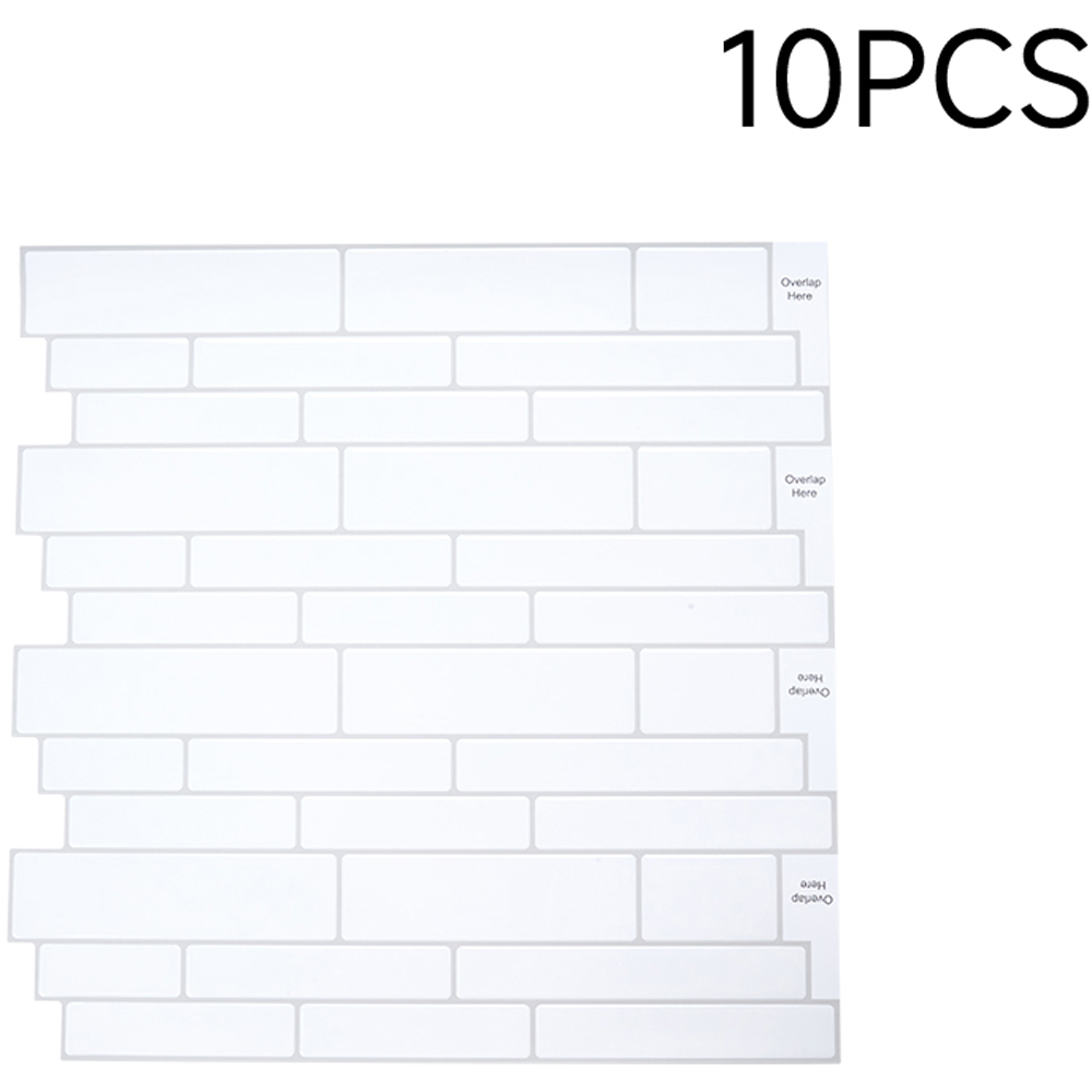 Living and Home Brick Effect White Self Adhesive Wall Tile Sticker 10 Pack Image 2
