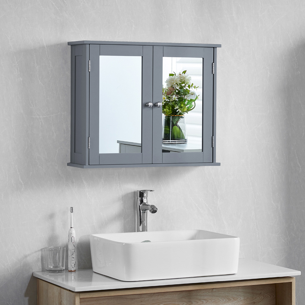 BATH VIDA Priano 2 Mirrored Door Grey Wall Mounted Bathroom Cabinet Image 3