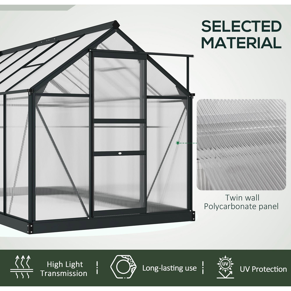 Outsunny Galvanised Aluminium Polycarbonate 6 x 10ft Walk In Greenhouse Image 5