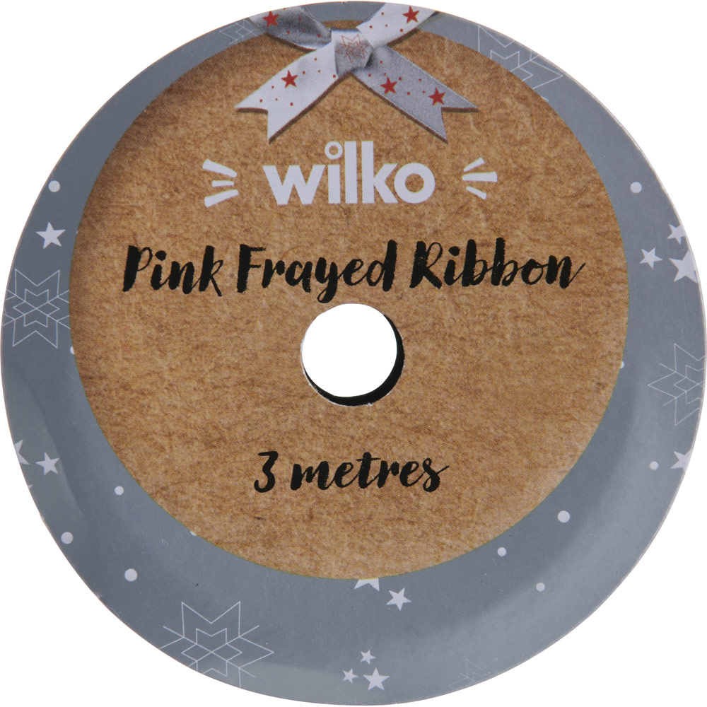 wilko Pink Frayed Ribbon 3m Image 3