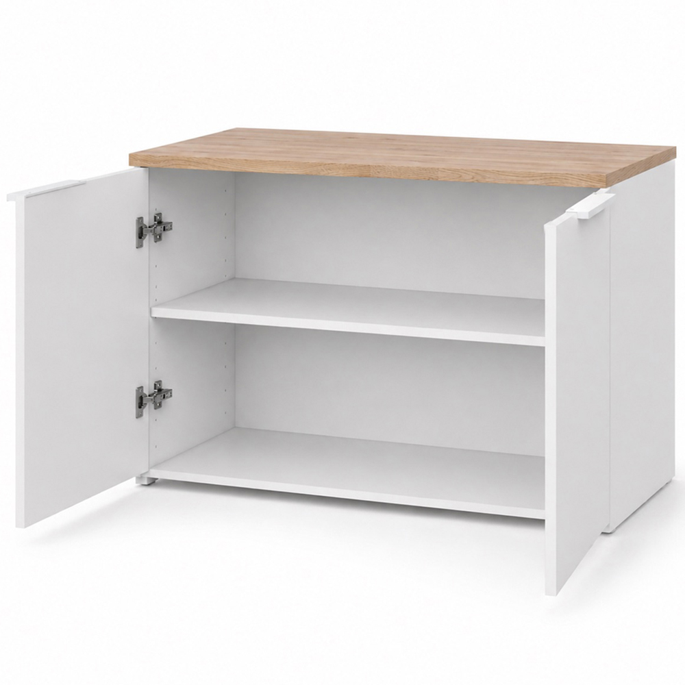 Shefa Line MODU 80 2 Door White and Sonoma Oak Sideboard Image 3