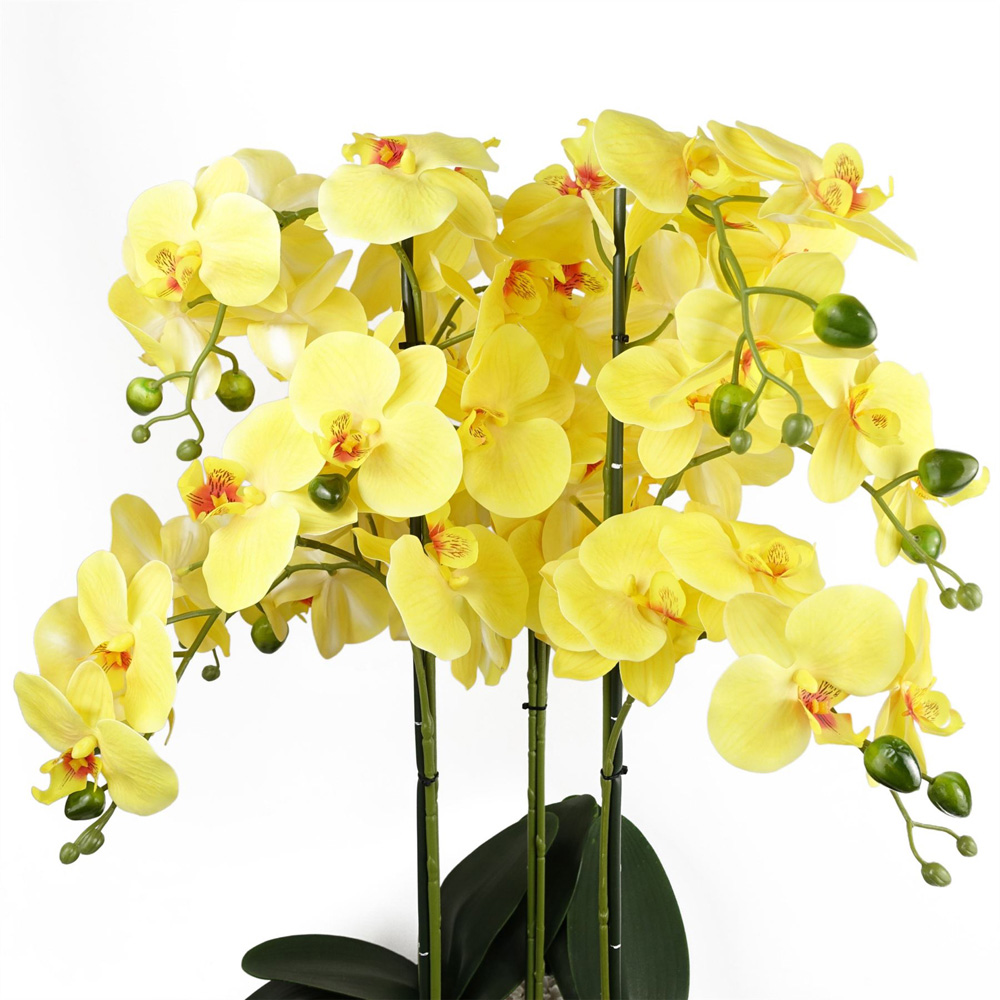 Leaf Pink Orchid Artificial Plant in Black Ceramic Planter 2ft Image 2