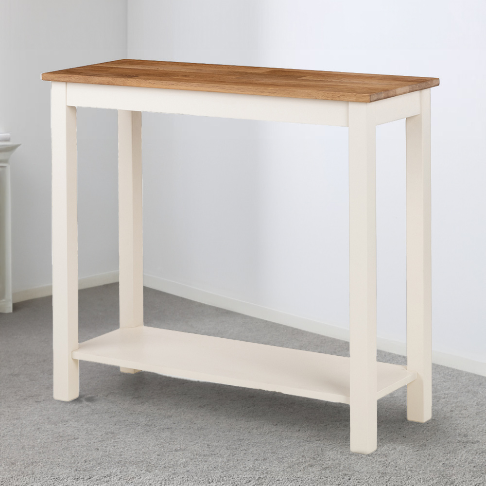 Julian Bowen Coxmoor Ivory and Oak Console Table Image 1