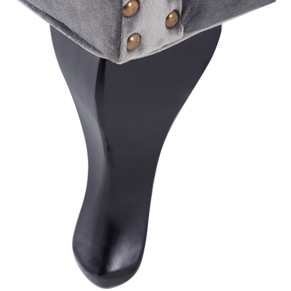 Living and Home Grey Velvet Accent Armchair with Cushion Image 6