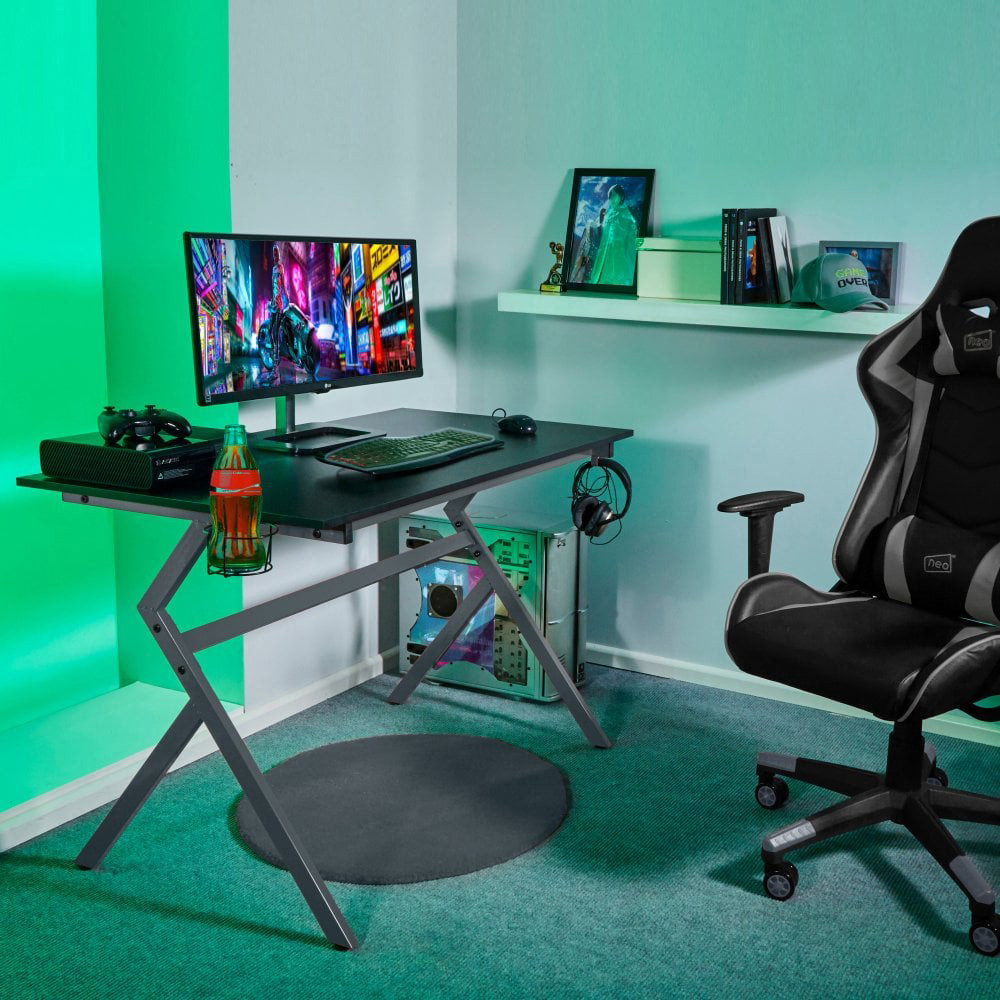 Neo Ergonomic Computer Gaming Desk Grey Image 4