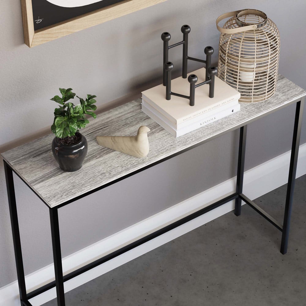 Home Vida Brooklyn Grey Industrial Console Table Image 3