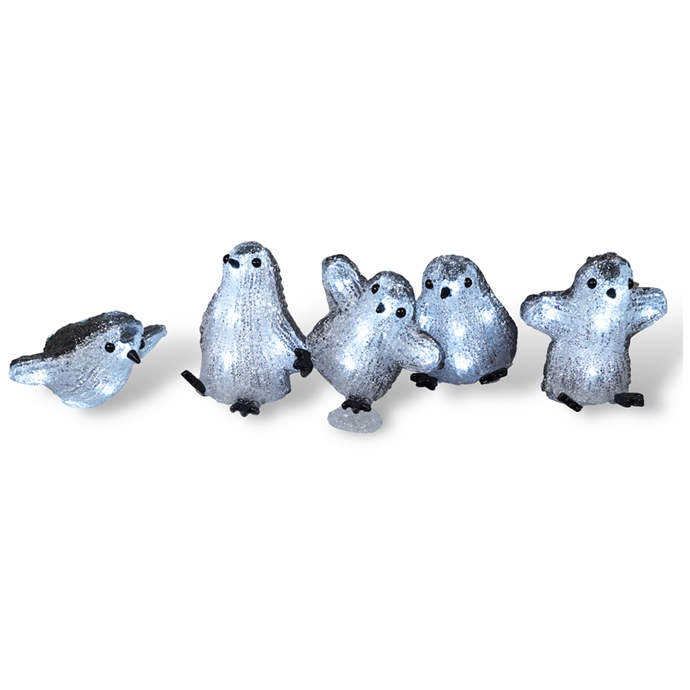 St Helens LED Acrylic Penguins Christmas Decoration 5 Pack Image 3