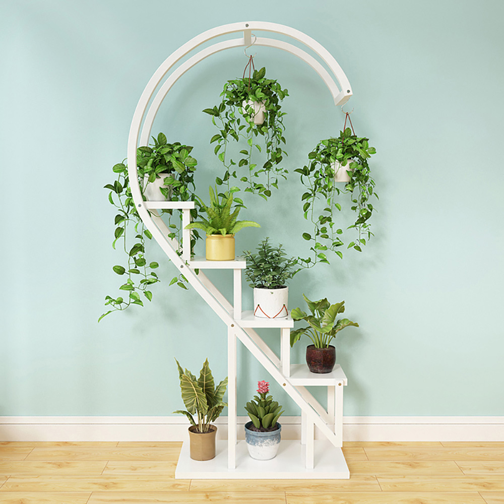Living and Home Multi Tiered White Plant Stand Image 5