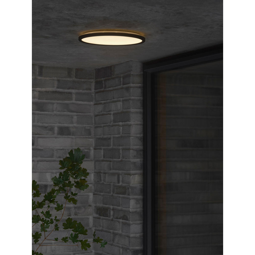 Nordlux Oja 29 Outdoor Round Black LED Ceiling Light Image 2