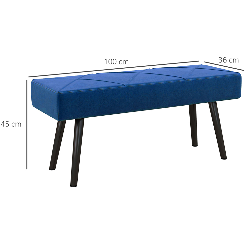 HOMCOM Blue Bed End Bench with X-Shape Design and Steel Legs Image 8