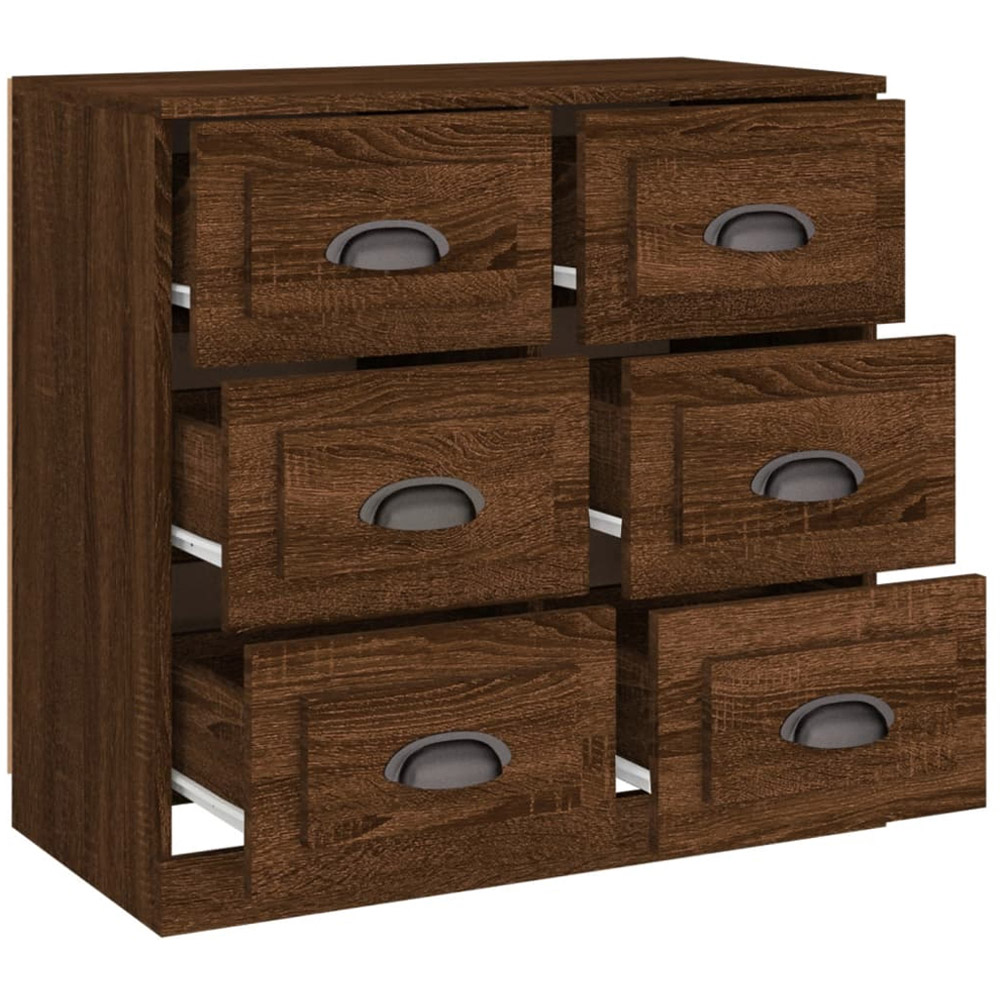 vidaXL 6 Drawer Brown Oak Sideboard Image 5