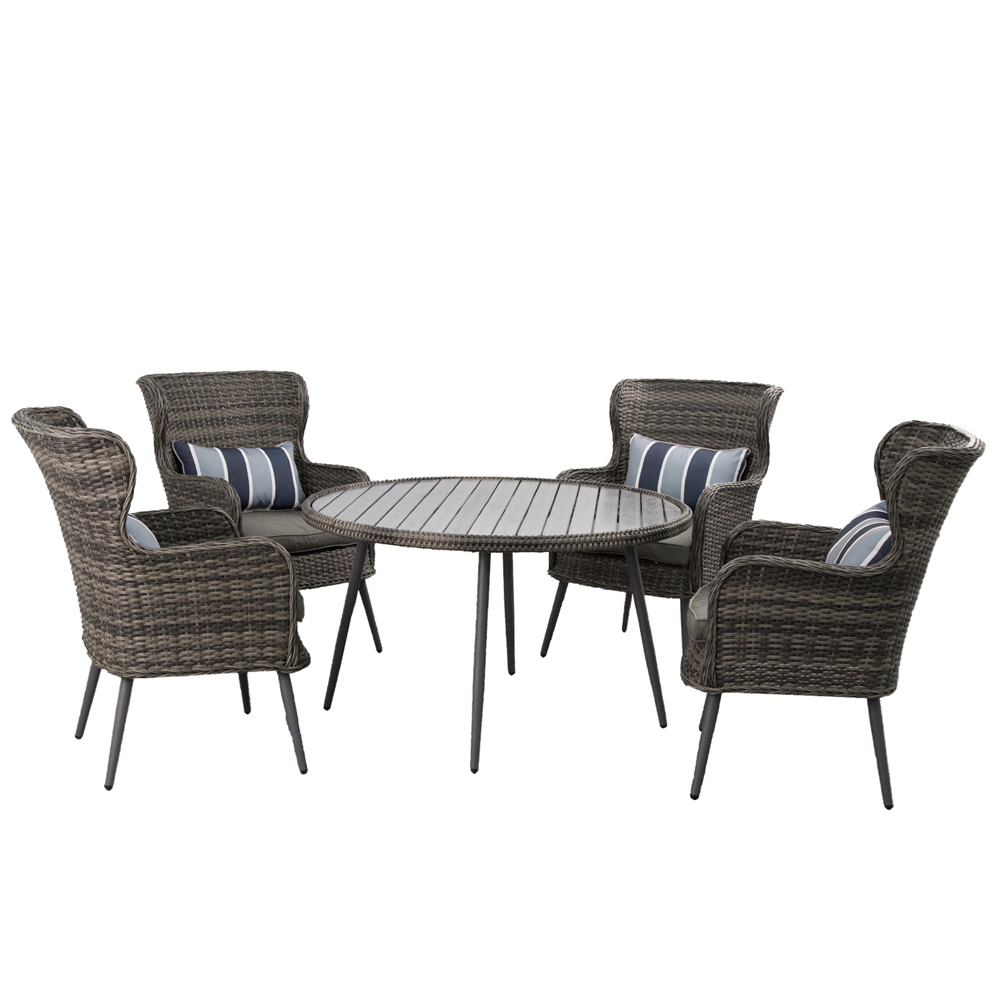 Furniture One 4 Seater Rattan Garden Dining Set Grey Image 2