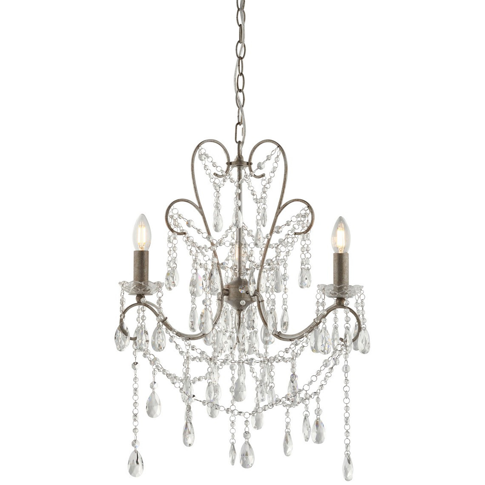 Merano Taranto 3 Light Aged Silver Pendant Light Image 3