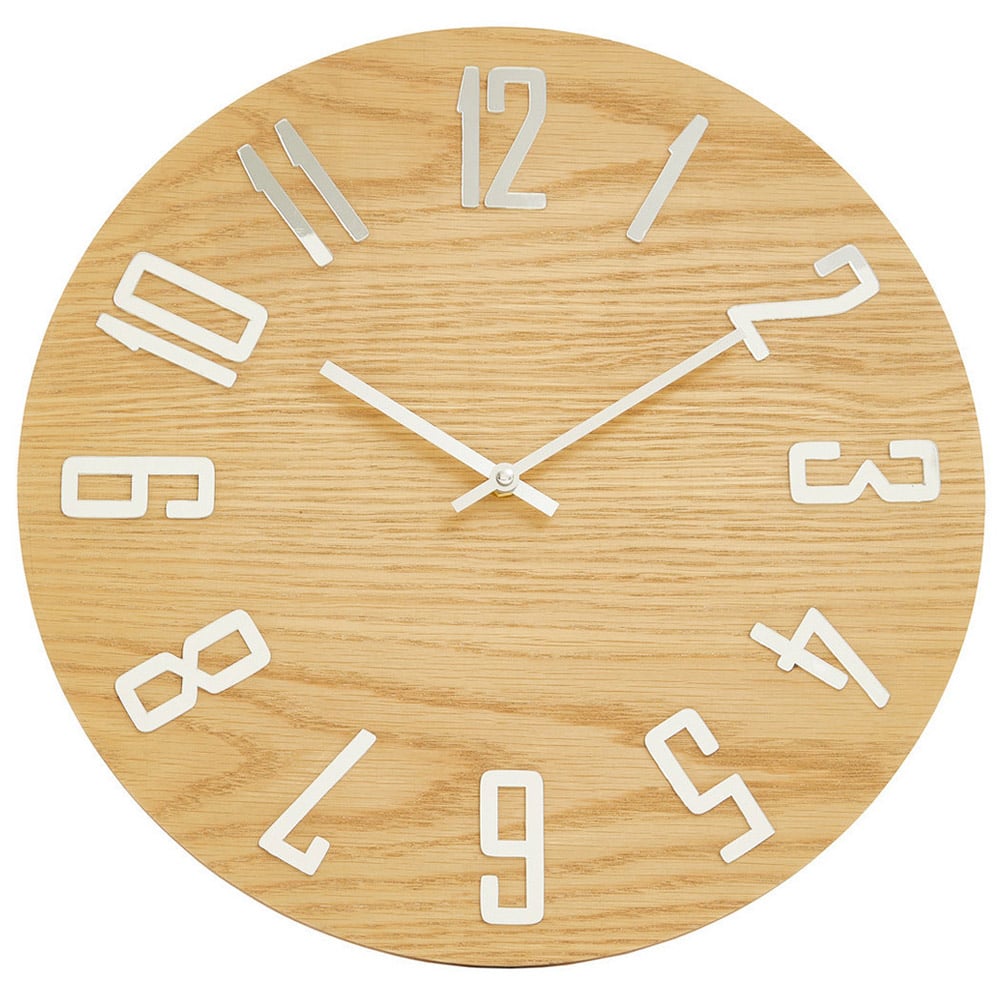 Premier Housewares Vitus Natural Finish Round Wall Clock 40cm Image 1